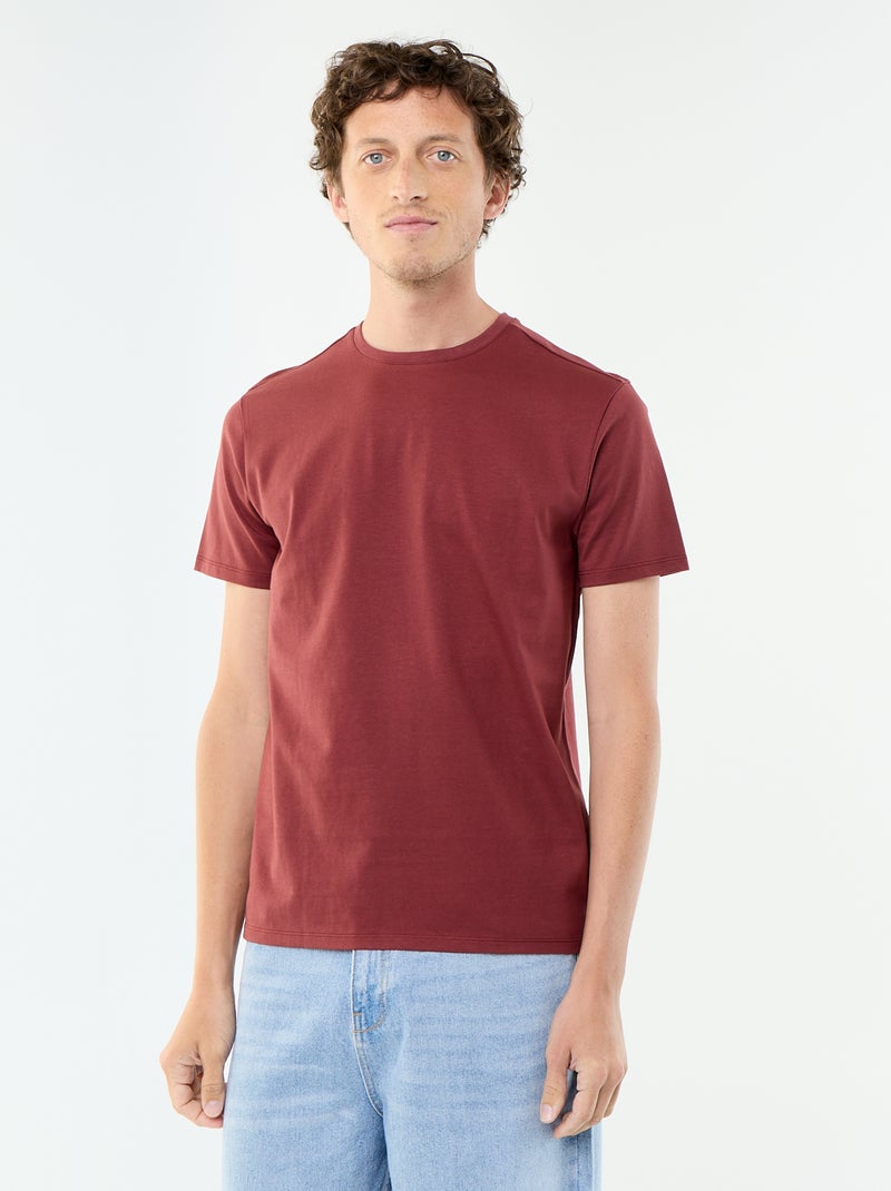 Katoenen T-shirt met ronde hals Rood - Kiabi