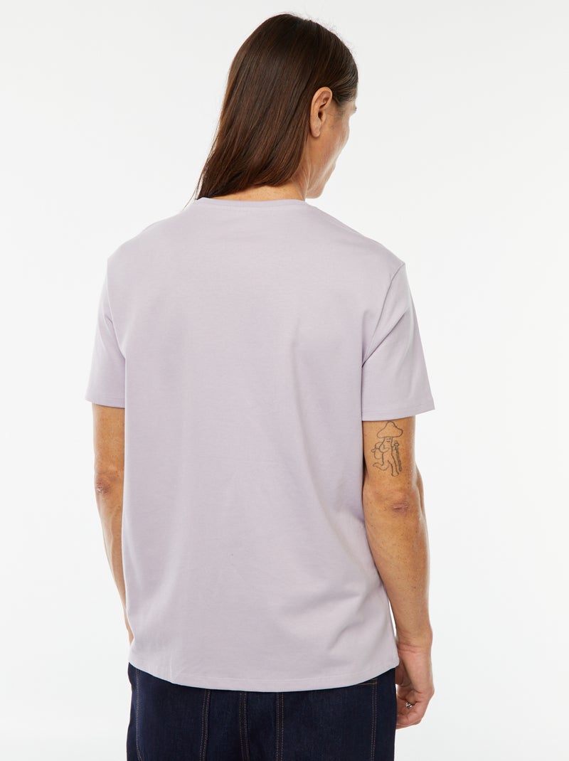 Katoenen T-shirt met ronde hals Rose - Kiabi