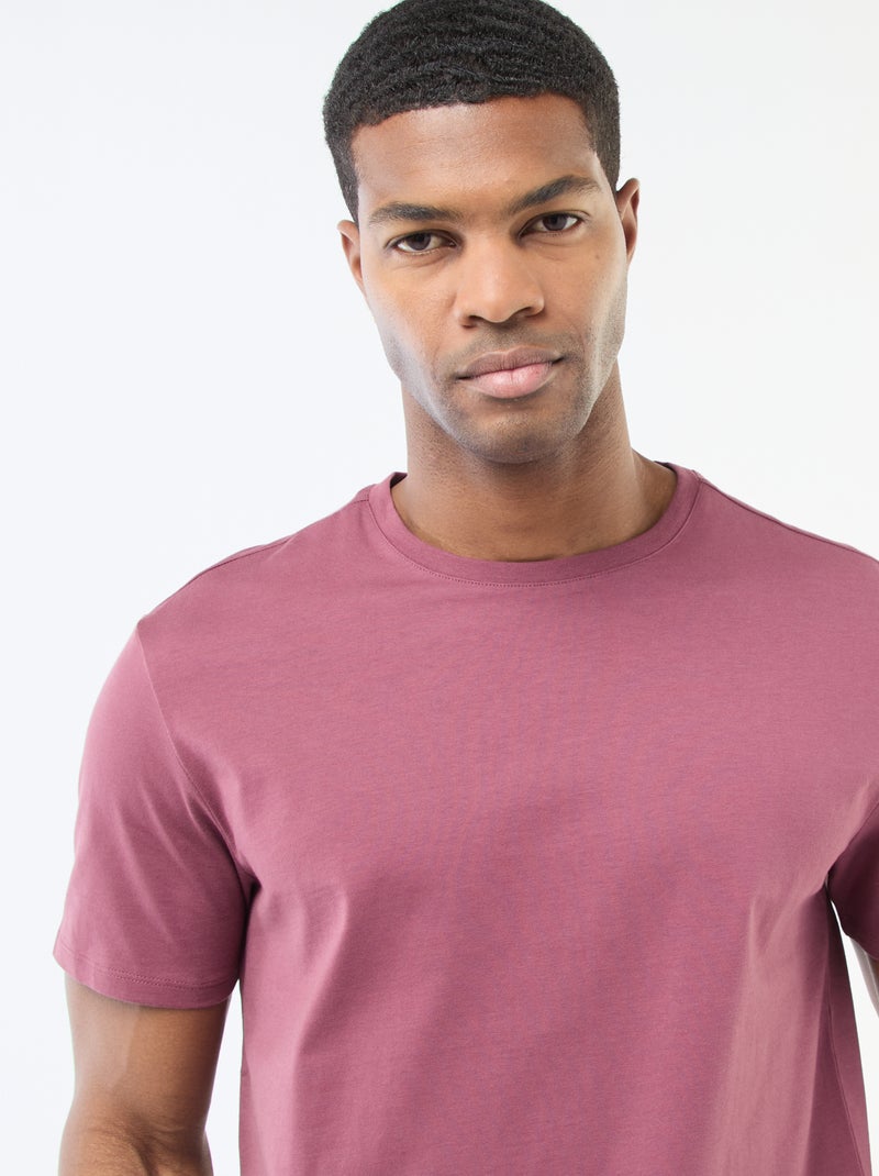 Katoenen T-shirt met ronde hals Rose - Kiabi