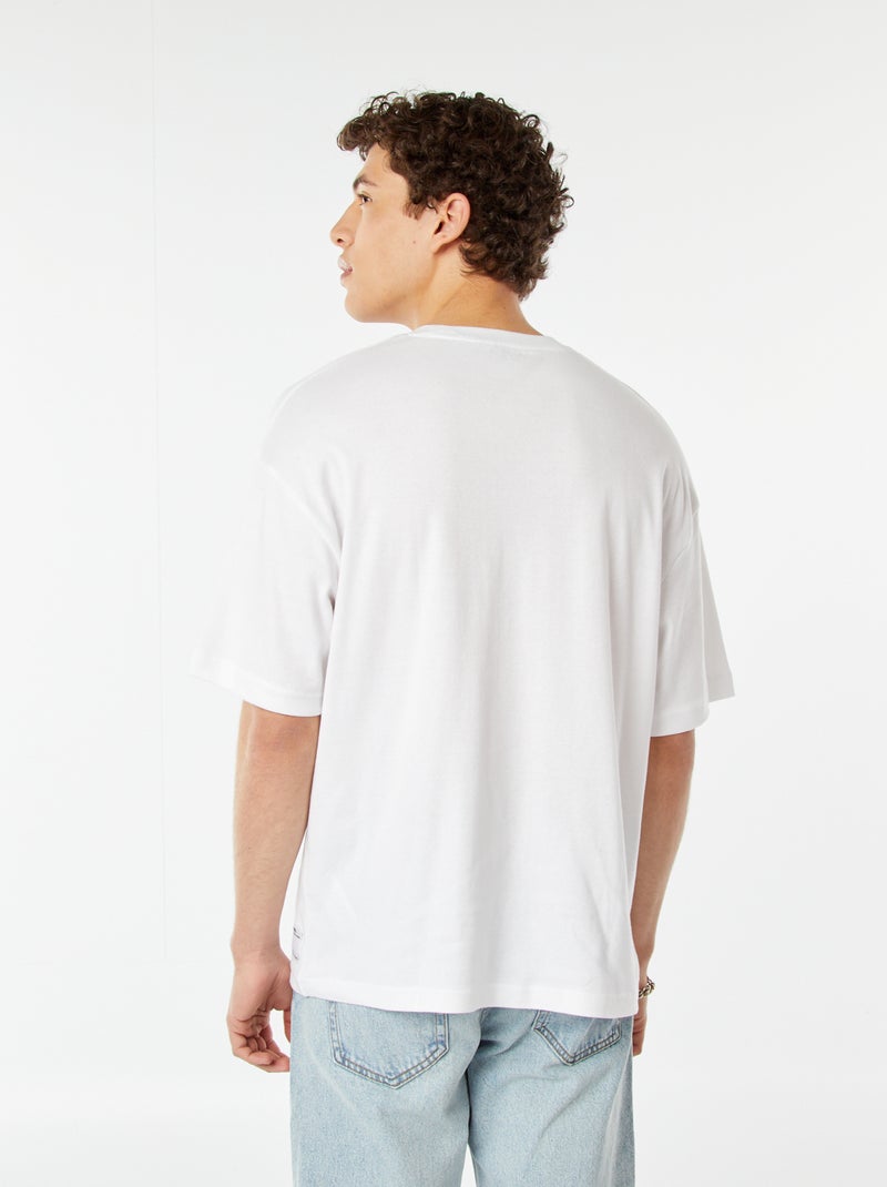 Katoenen T-shirt met ronde hals wit - Kiabi