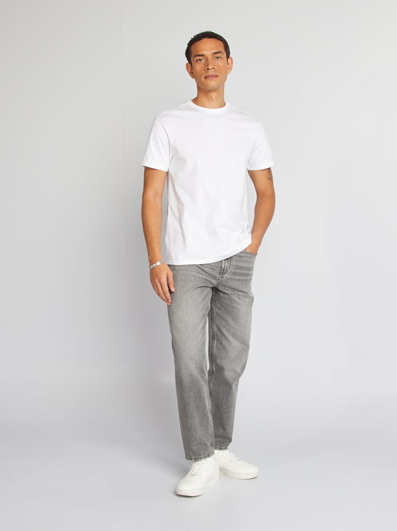 Katoenen T-shirt met ronde hals wit - Kiabi