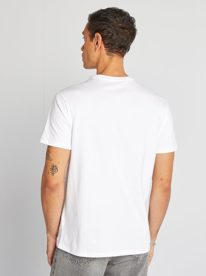 Katoenen T-shirt met ronde hals wit - Kiabi