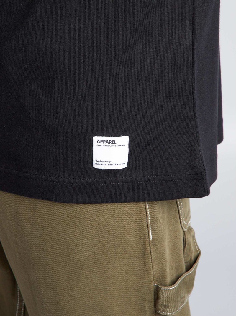 Katoenen T-shirt met ronde hals zwart - Kiabi