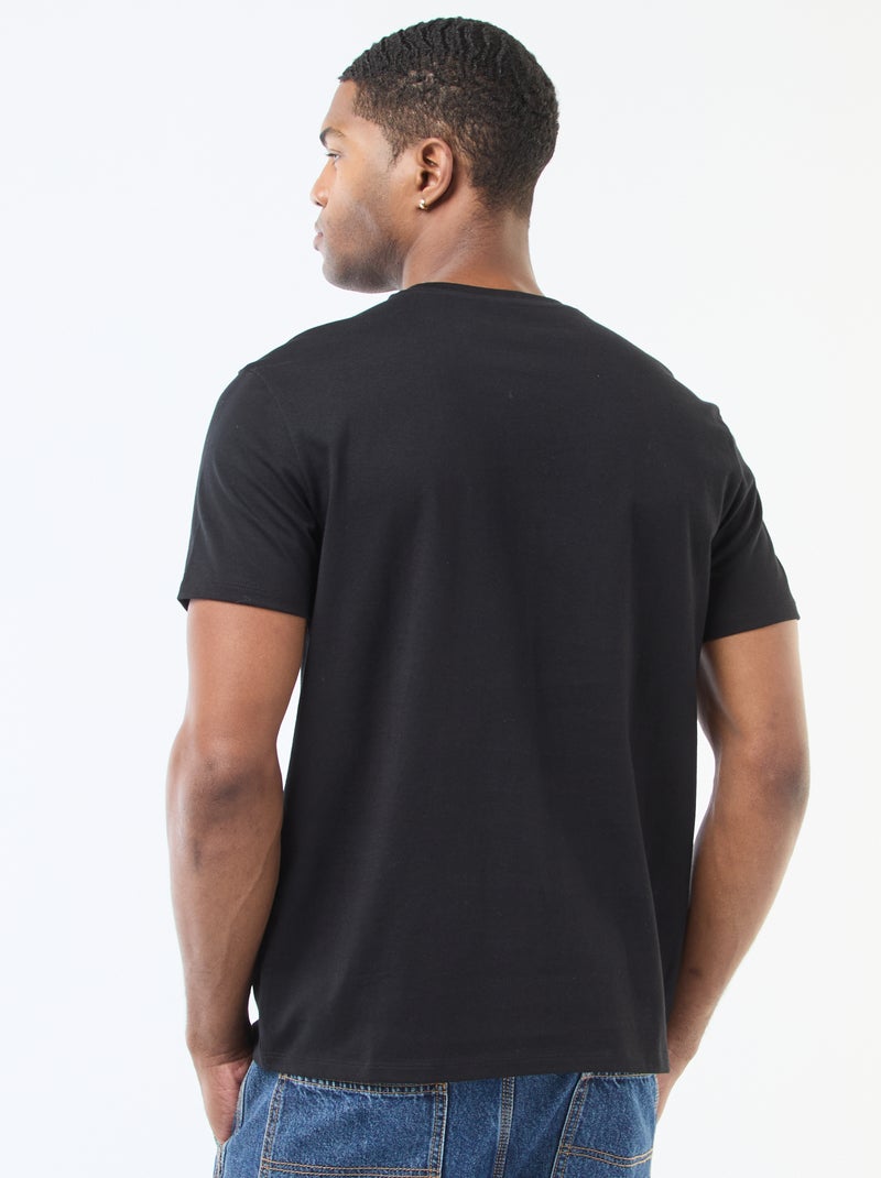 Katoenen T-shirt met ronde hals Zwart - Kiabi