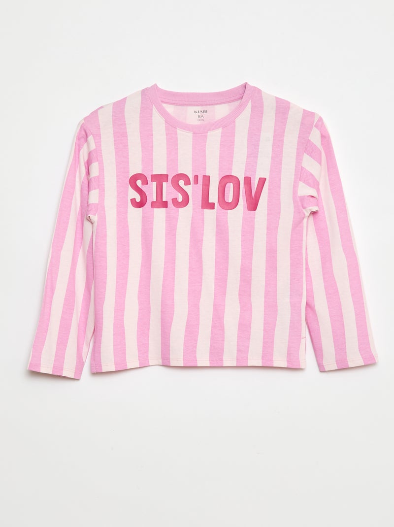 Katoenen T-shirt met strepen Rose - Kiabi