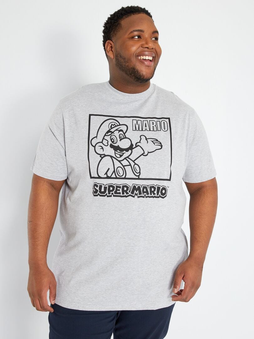 Katoenen T-shirt met Super Mario-print grijs gemêleerd - Kiabi