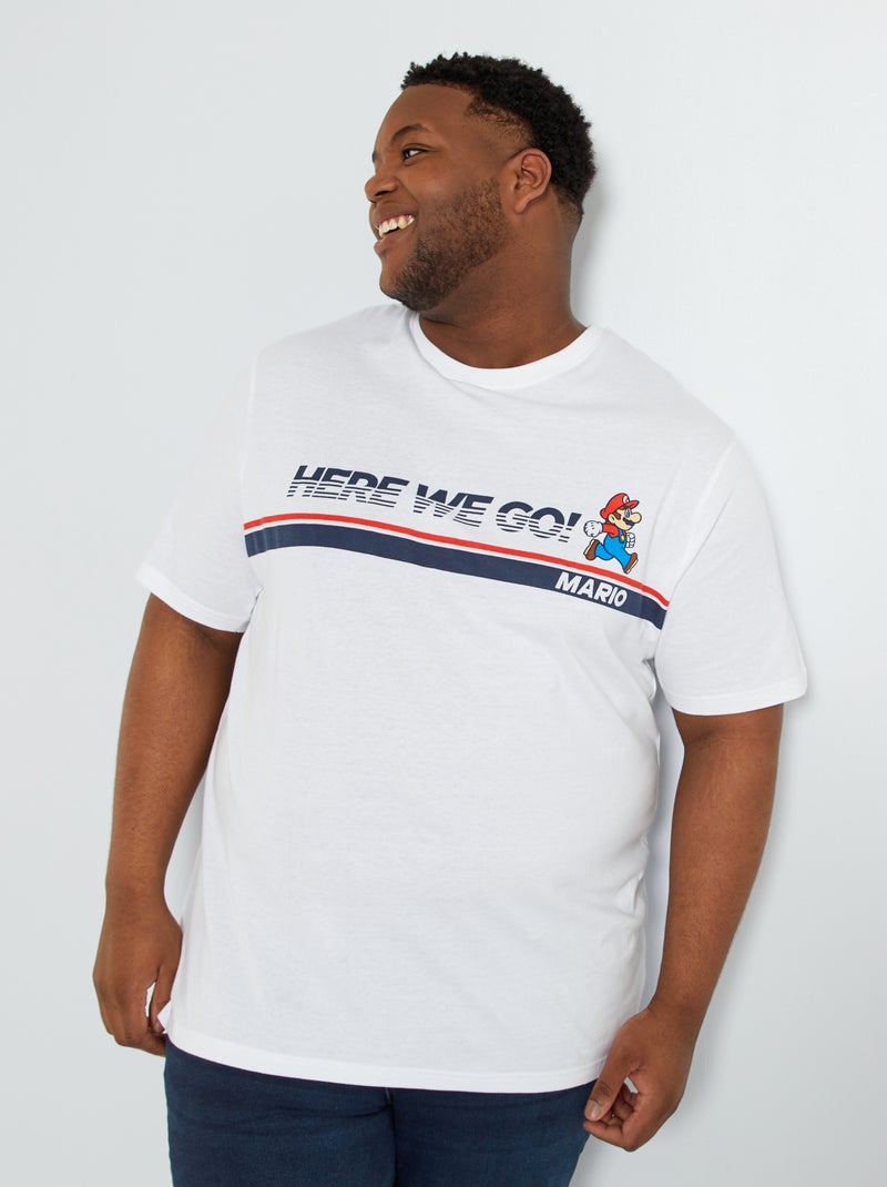Katoenen T-shirt met Super Mario-print wit - Kiabi