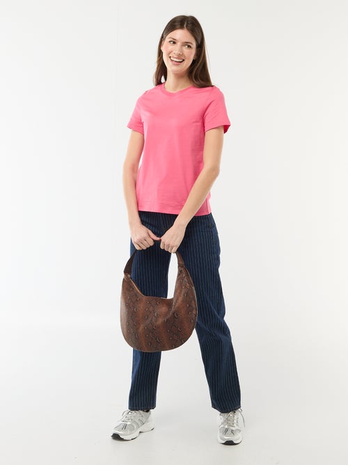Katoenen T-shirt voor dames met ronde hals en korte mouwen - Kiabi Katoenen T-shirt voor dames met ronde hals en korte mouwen - Kiabi