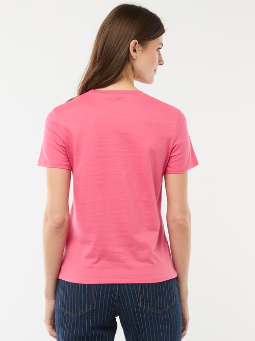 Katoenen T-shirt voor dames met ronde hals en korte mouwen - Kiabi Katoenen T-shirt voor dames met ronde hals en korte mouwen - Kiabi
