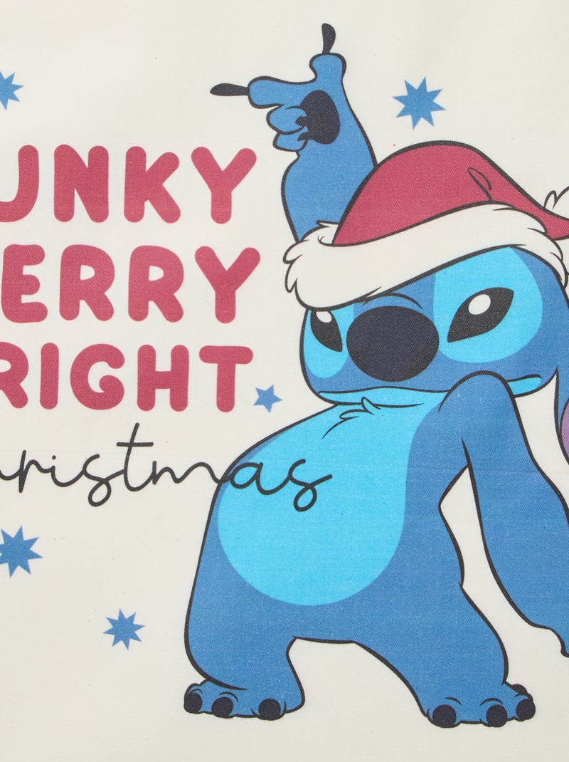 Katoenen tas met koordje 'Disney' 'Stitch' Wit - Kiabi