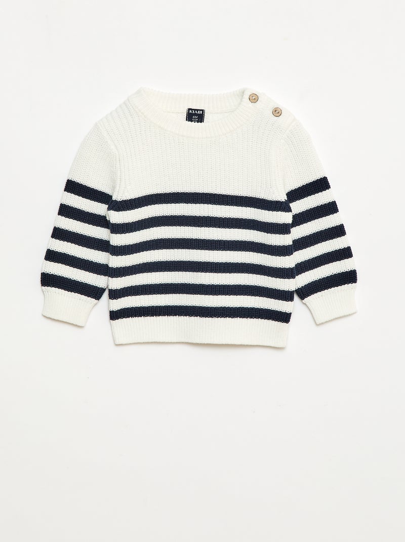 Katoenen trui met strepen Blauw - Kiabi
