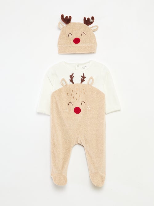 Kerst-setje met slaappakje + muts - Kiabi