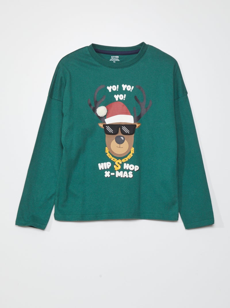 Kerst-T-shirt met lange mouw GROEN - Kiabi