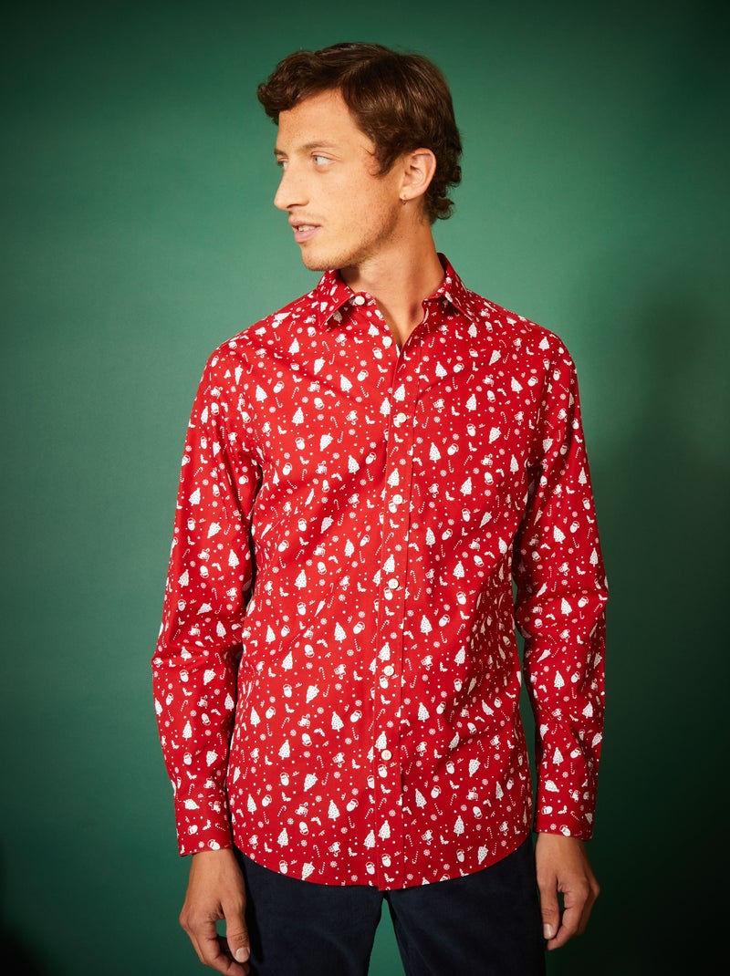 Kersthemd met motiefjes ROOD - Kiabi