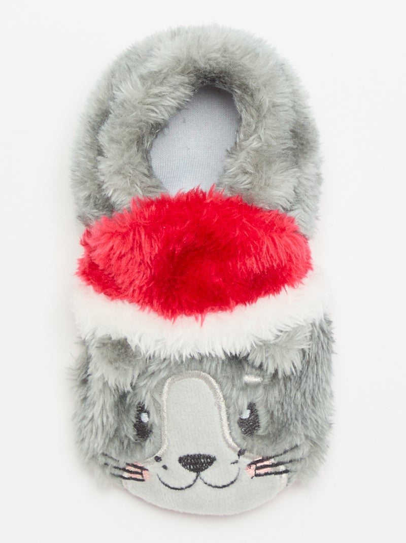Kerstpantoffels 'kat' Grijs - Kiabi