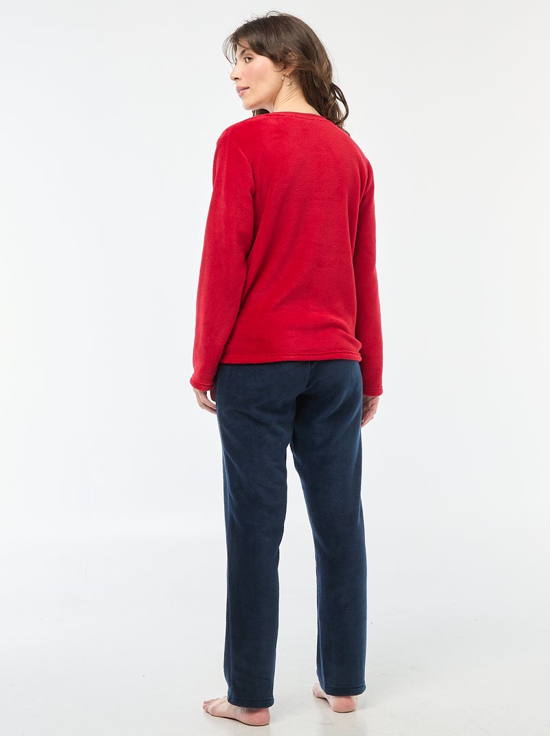 Kerstpyjama in fleece - 2-delig Rood - Kiabi
