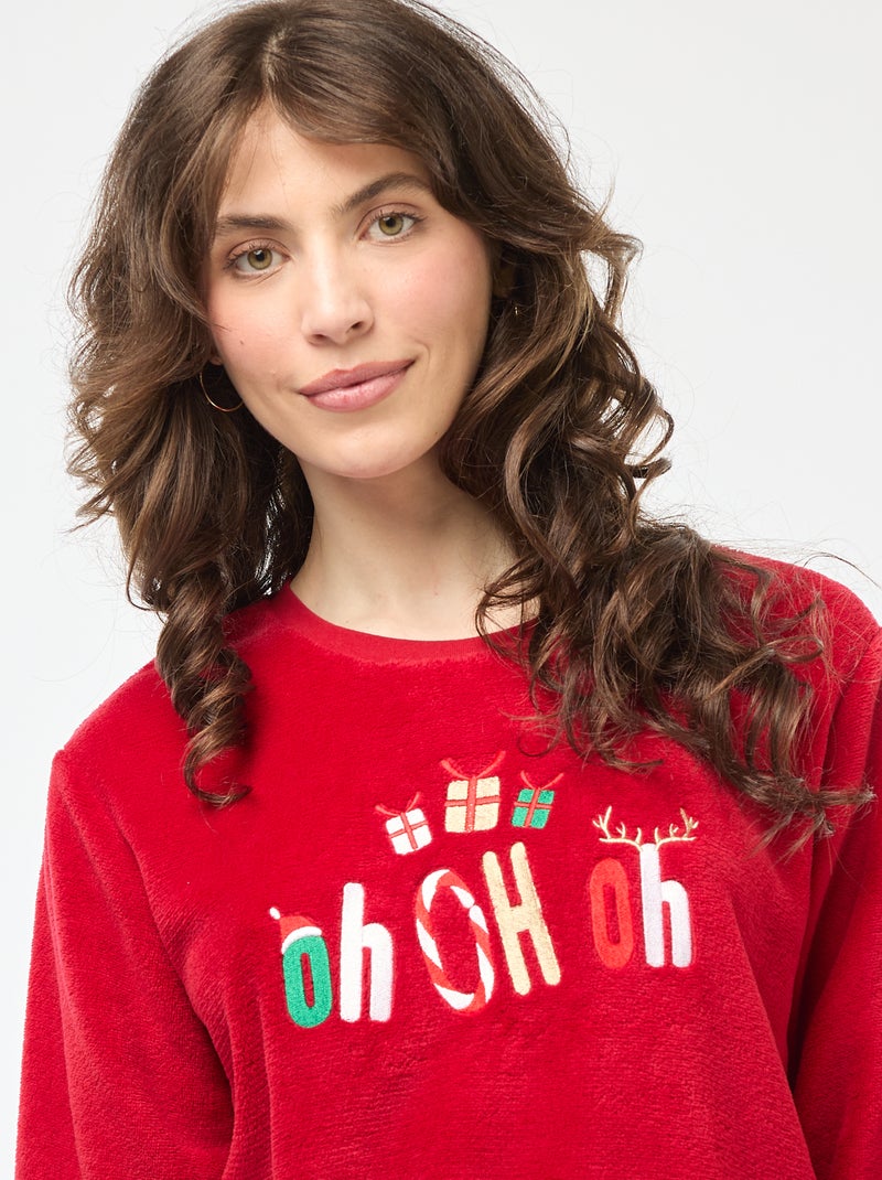 Kerstpyjama in fleece - 2-delig Rood - Kiabi