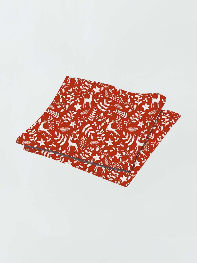 Kerstservet met rendiertje - Setje van 2 ROOD - Kiabi