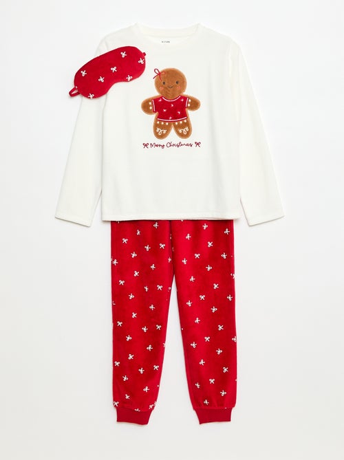Kerstsetje - Pyjama + masker van velours - Kiabi