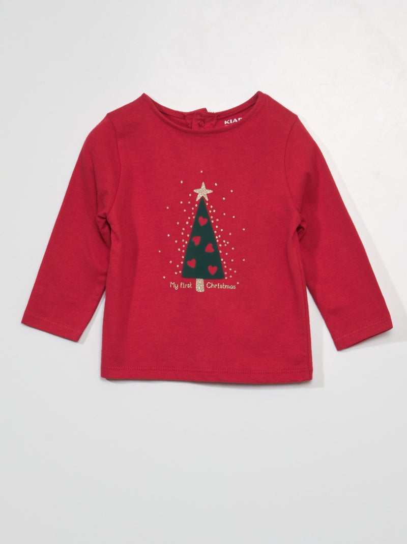 Kerstshirt met kerstboom ROOD - Kiabi