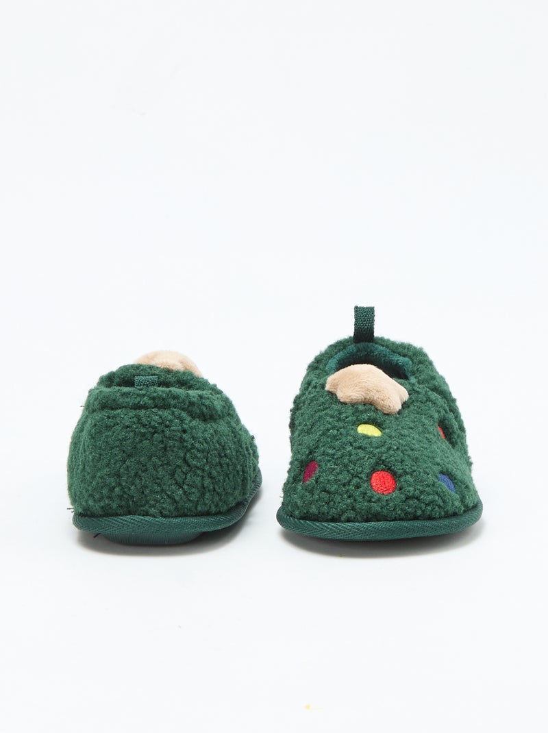 Kerstsloffen van suèdine Groen - Kiabi