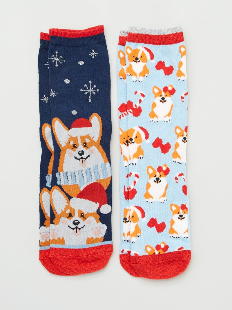 Kerstsokken - Set van 2 paar BLAUW - Kiabi