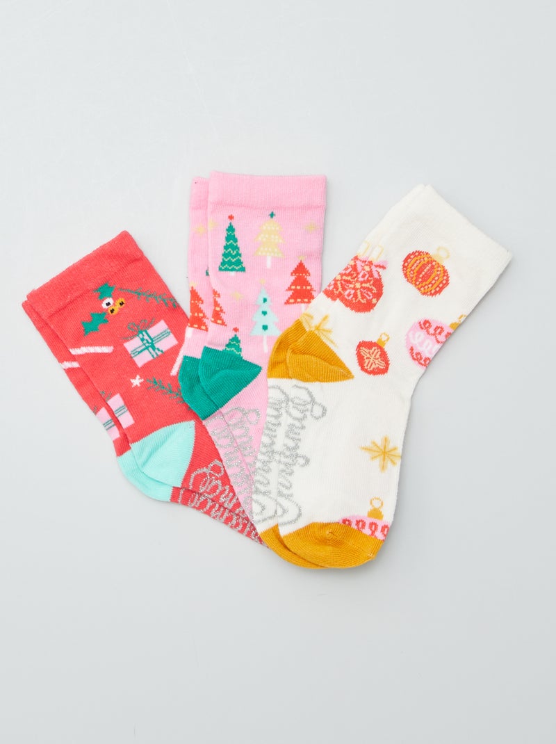 Kerstsokken - Setje met 3 paar ROSE - Kiabi