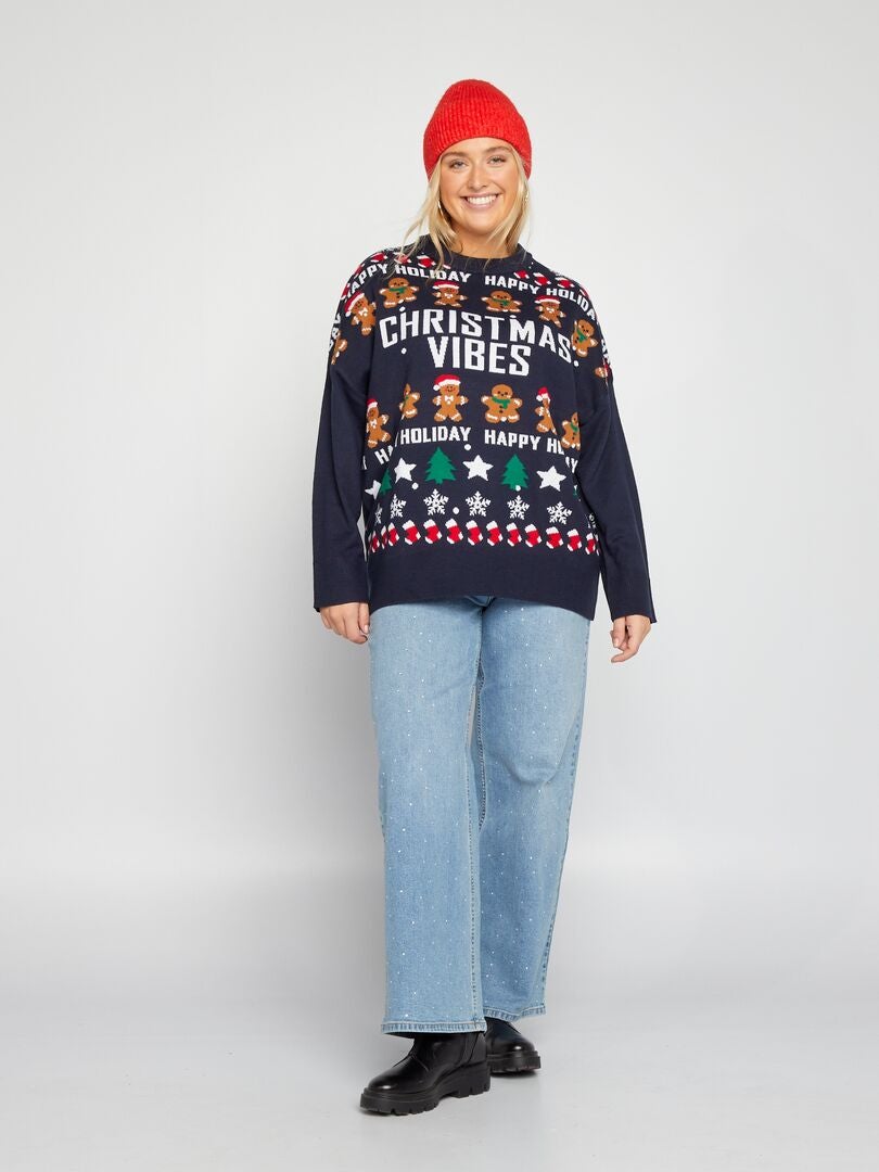 Kerstsweater 'Christmas Vibes' BLAUW - Kiabi
