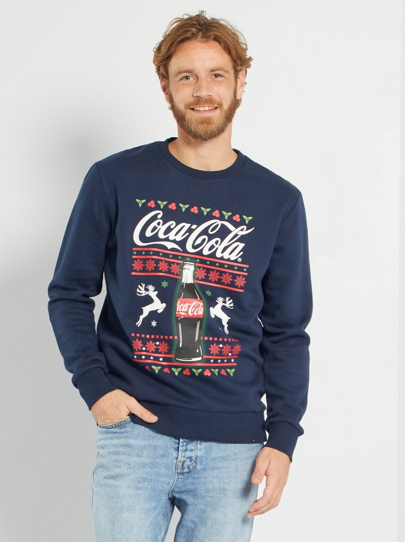Kerstsweater met Coca-cola-print BLAUW - Kiabi
