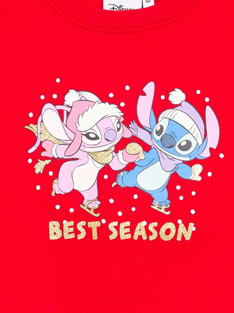 Kerstsweater met lange mouwen 'Stitch Disney' Rood - Kiabi