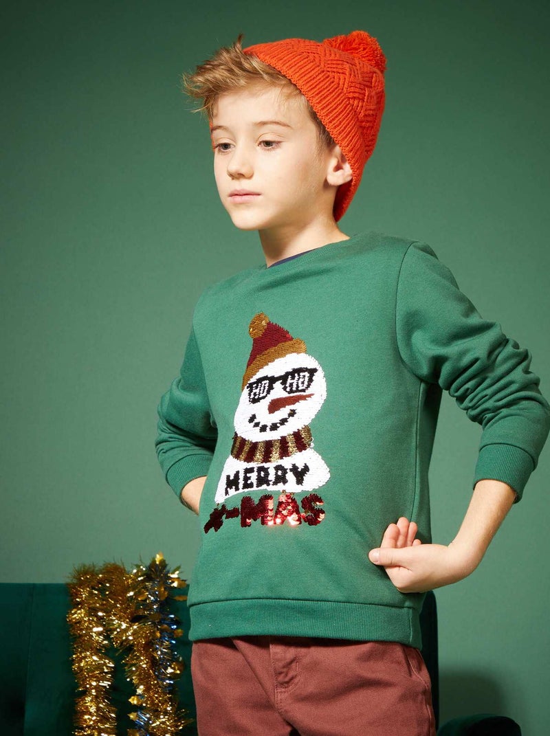 Kerstsweater met print Groen - Kiabi