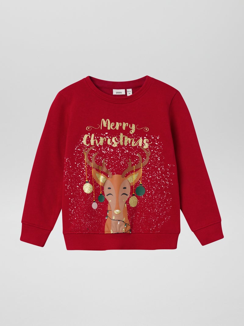 Kerstsweater van joggingstof ROOD - Kiabi