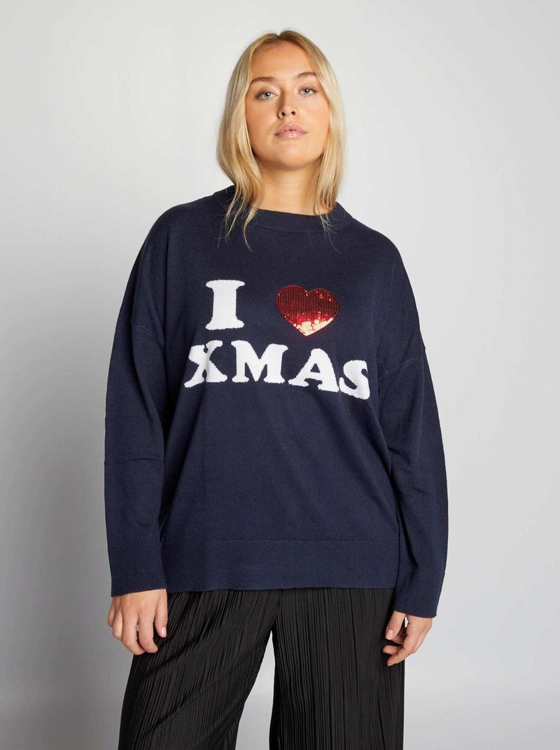 Kersttrui 'Christmas Vibes' BLAUW - Kiabi