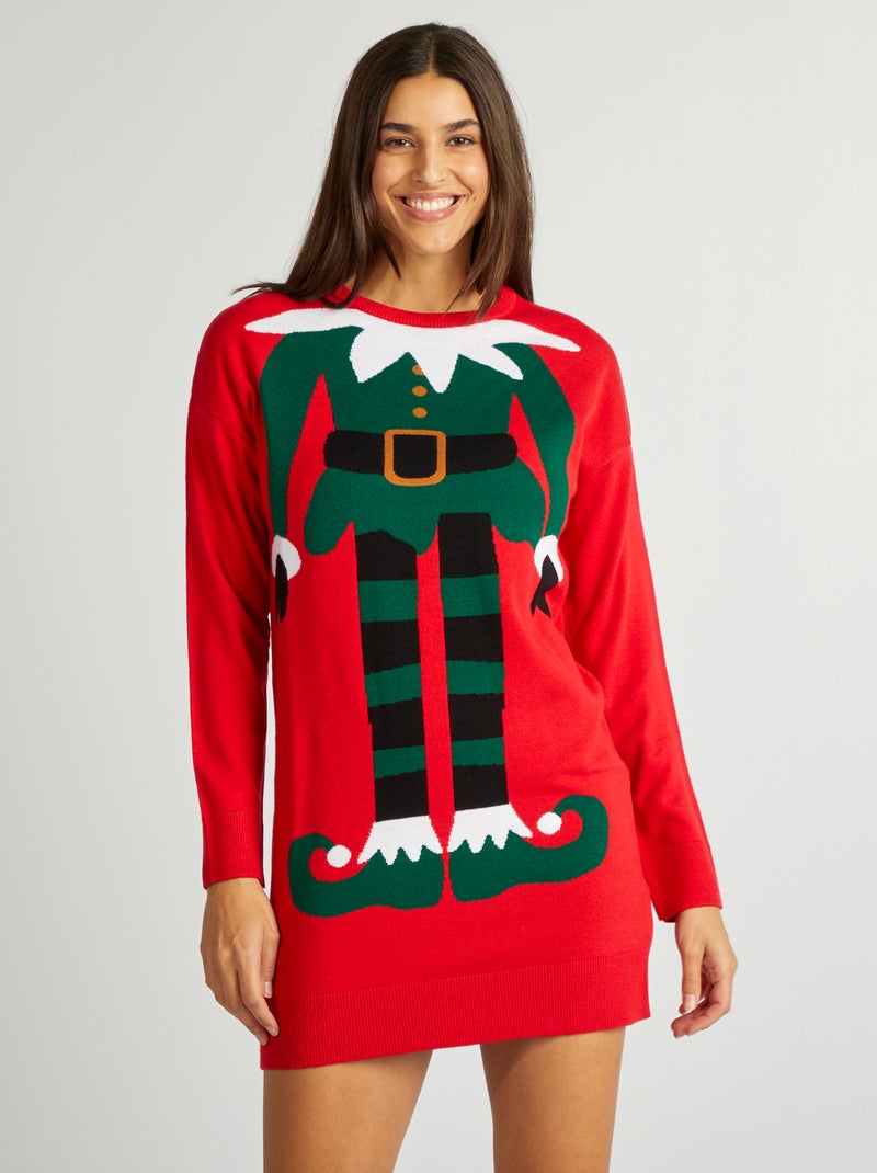 Kersttrui-jurk ROOD - Kiabi