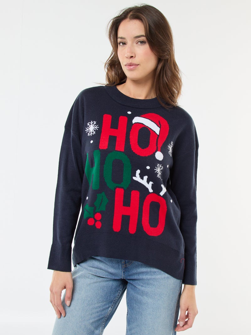 Kersttrui met jacquardmotief Blauw - Kiabi