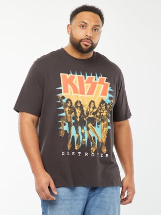 Kiss-T-shirt met korte mouw en print aan de voorzijde