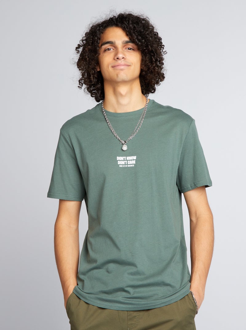 Klassiek T-shirt met print GROEN - Kiabi
