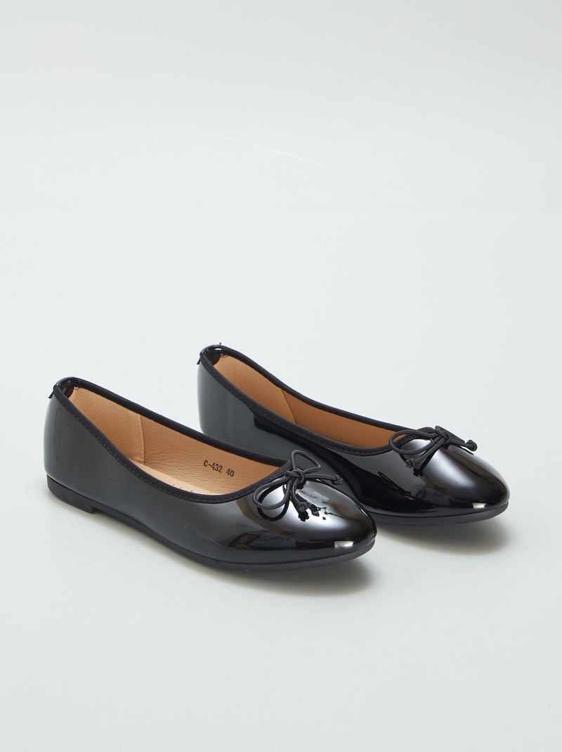 Klassieke glanzende ballerina's ZWART - Kiabi