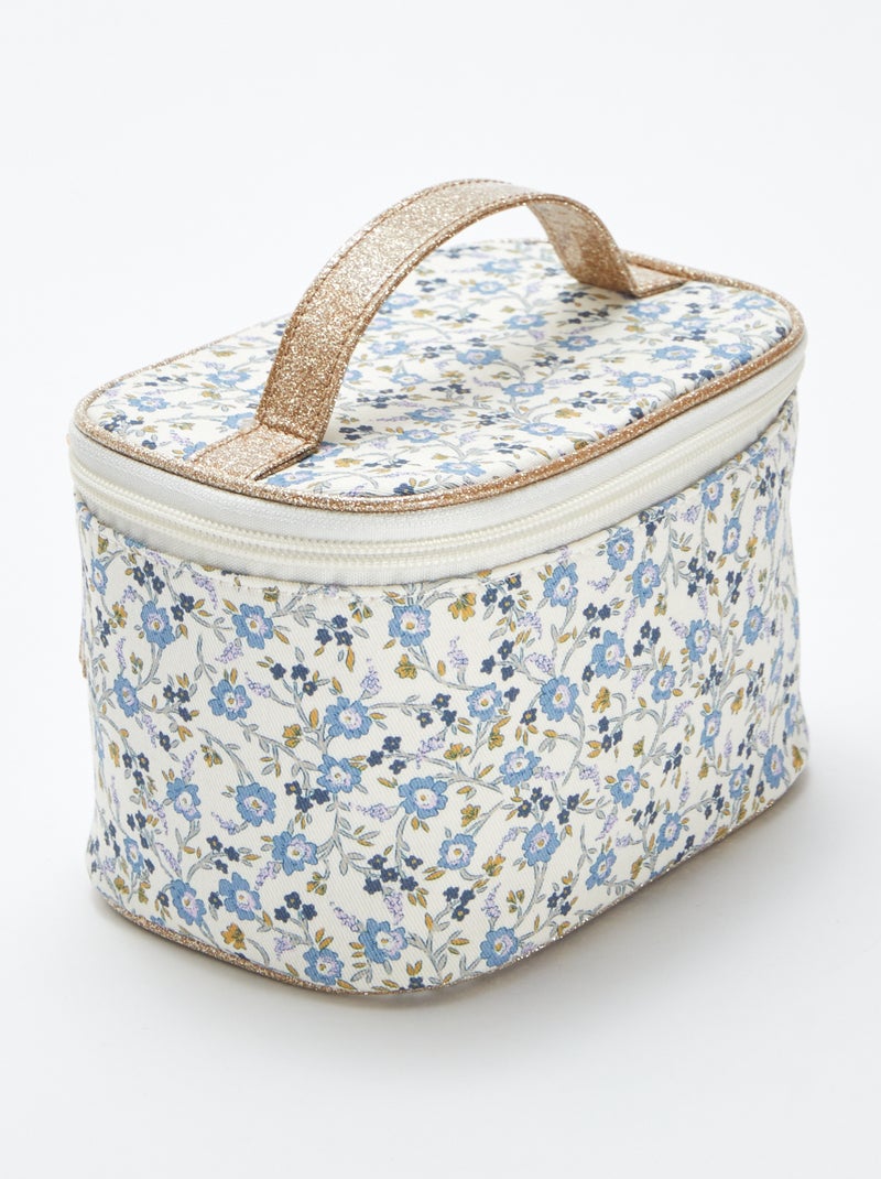 Kleine beautycase met bloemenprint BLAUW - Kiabi