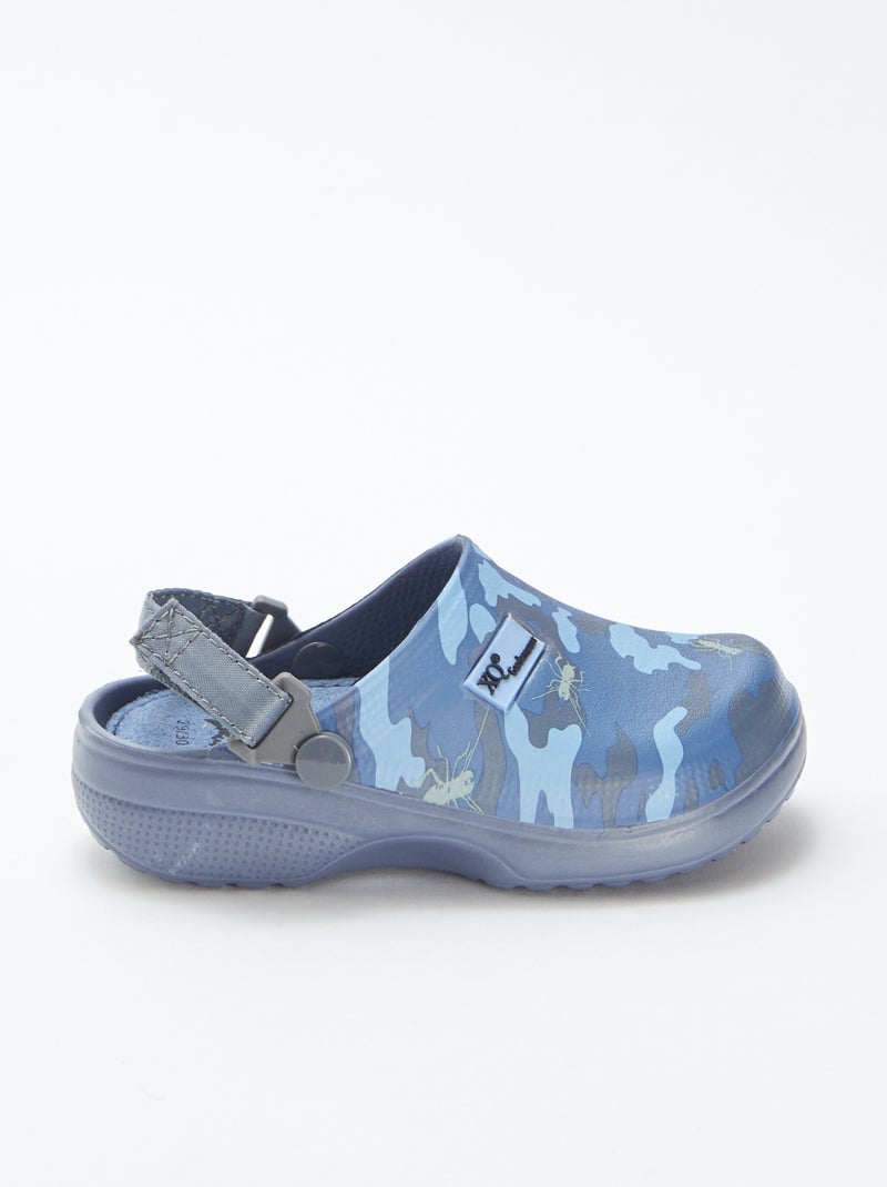 Klompen van gegoten kunststof met camouflageprint BLAUW - Kiabi