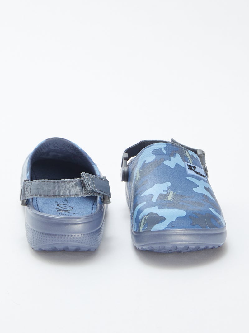 Klompen van gegoten kunststof met camouflageprint BLAUW - Kiabi