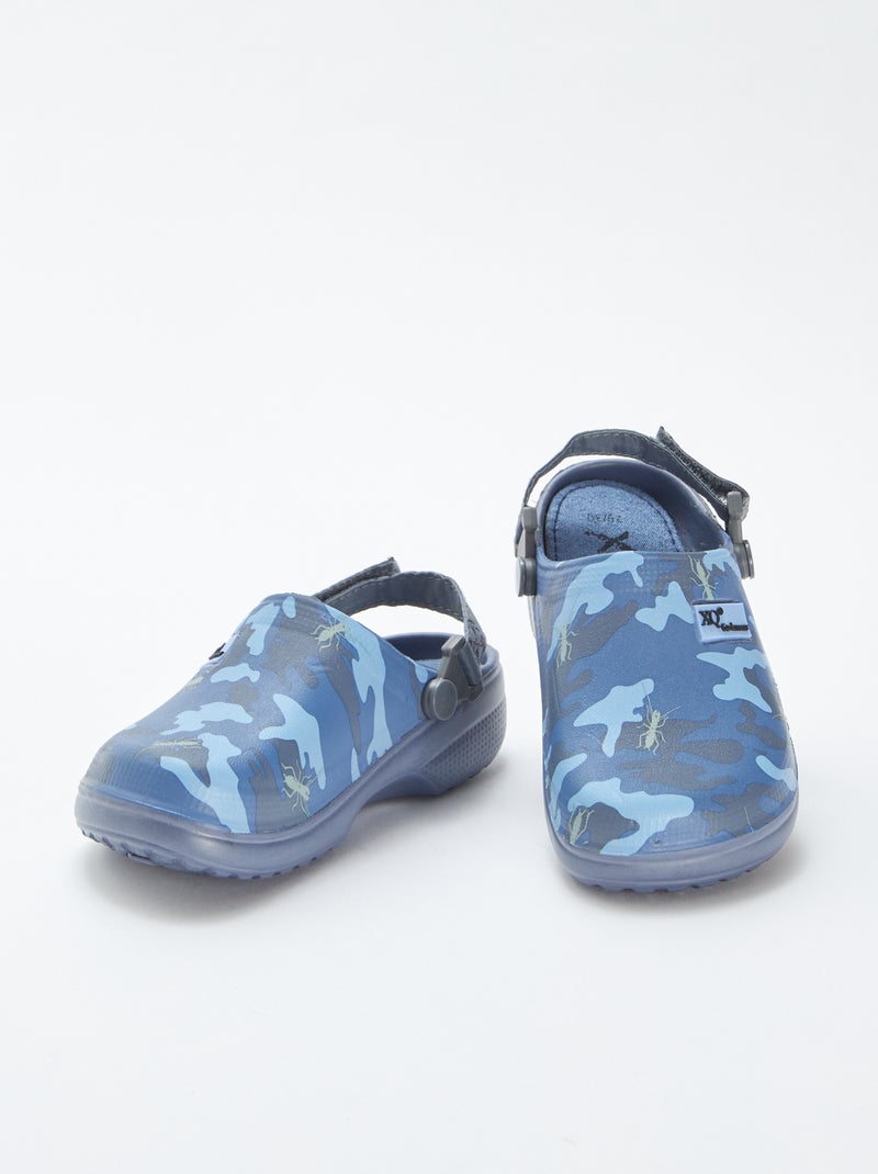 Klompen van gegoten kunststof met camouflageprint BLAUW - Kiabi