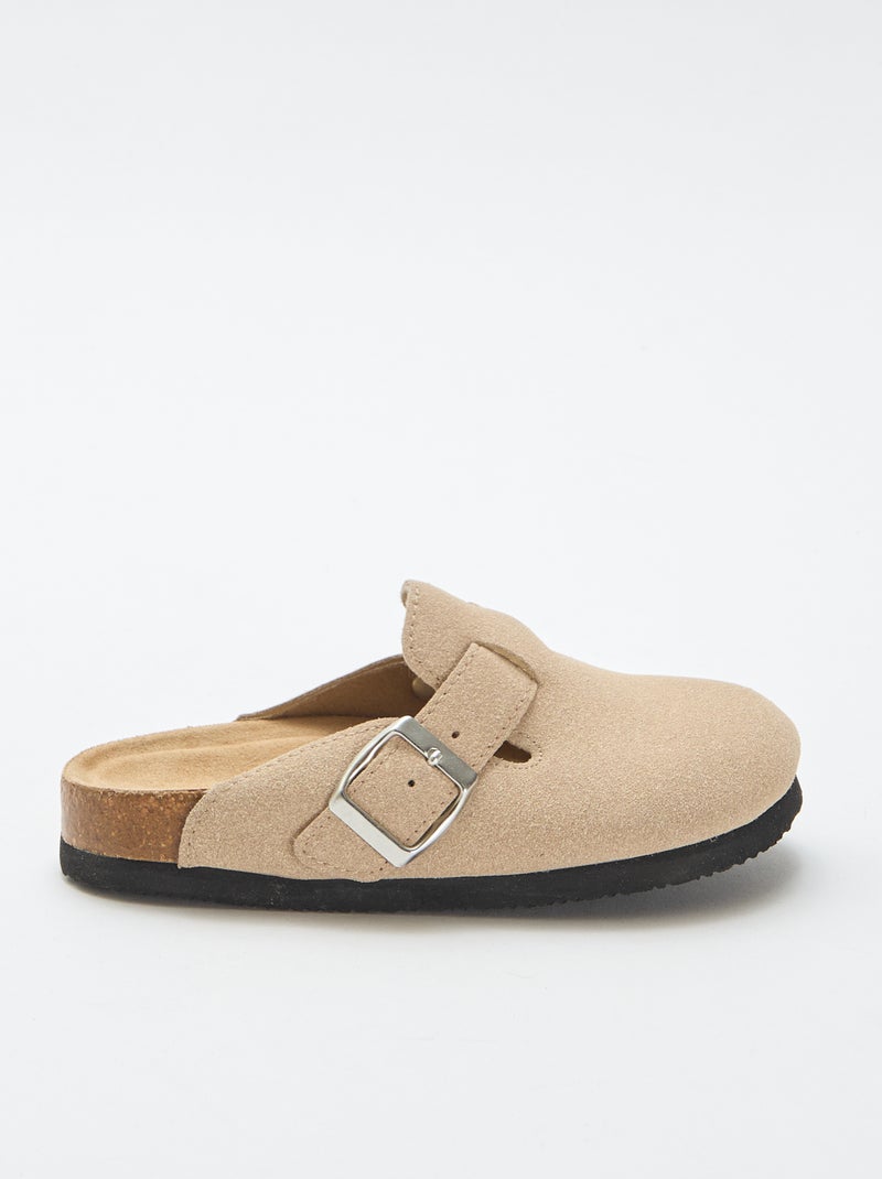 Klompen van suèdine met een gesp Biege - Kiabi