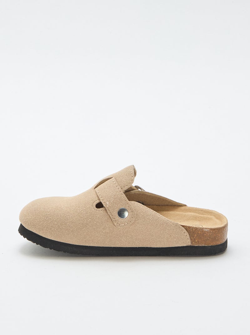 Klompen van suèdine met een gesp Biege - Kiabi