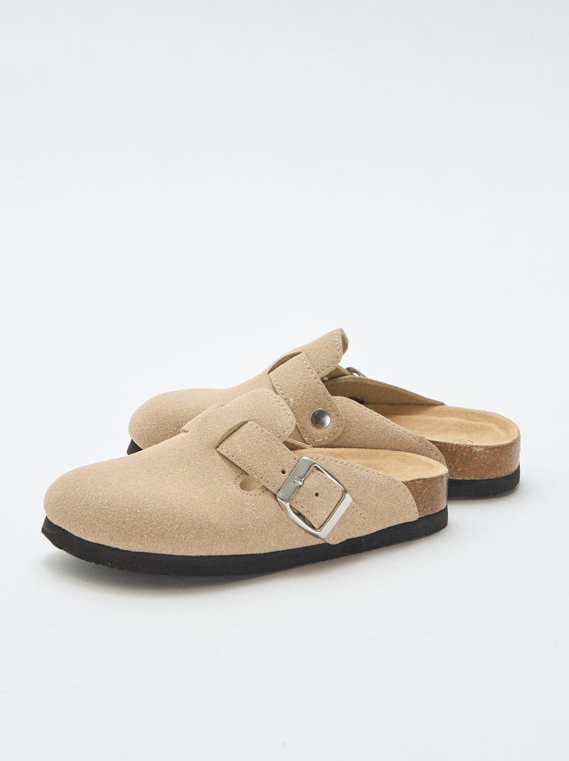 Klompen van suèdine met een gesp Biege - Kiabi