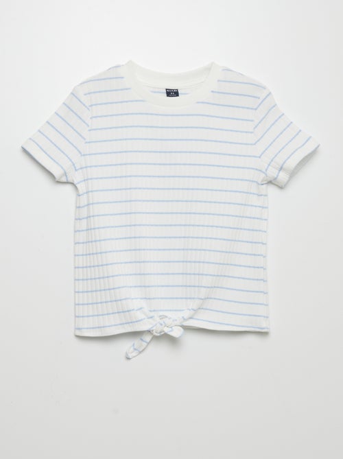 Knoop-T-shirt met ribbeltextuur - Kiabi