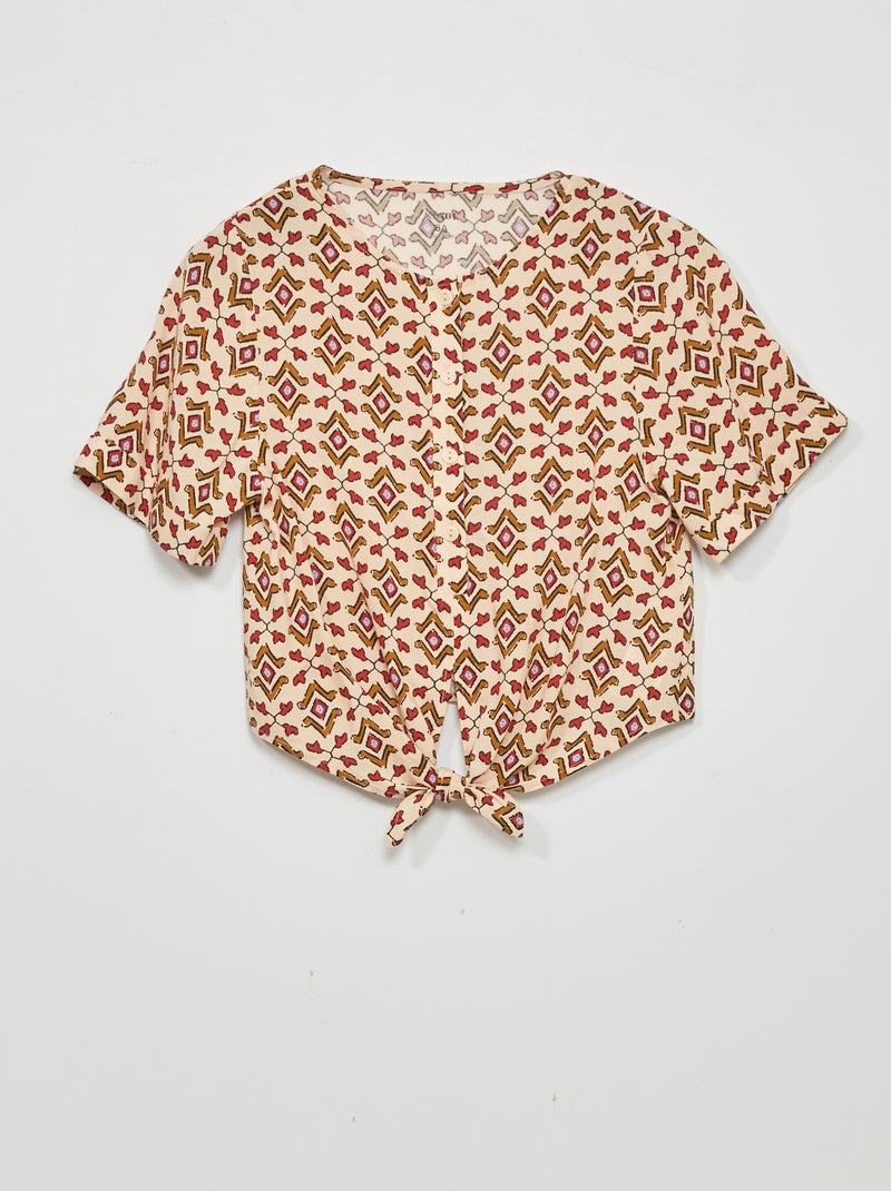 Knoopbloesje met print BIEGE - Kiabi