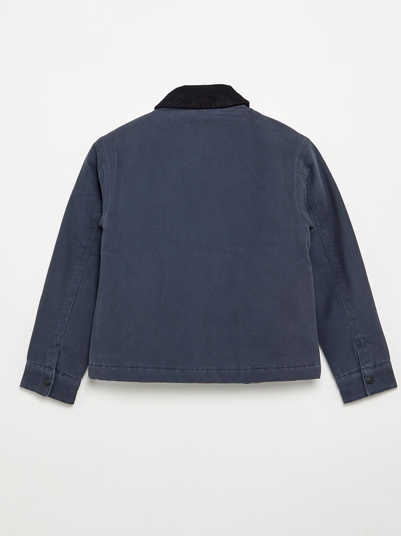 Kort blouson met contrasterende ribfluwelen kraag Blauw - Kiabi