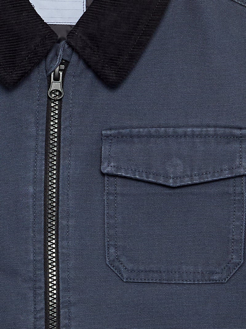 Kort blouson met contrasterende ribfluwelen kraag Blauw - Kiabi