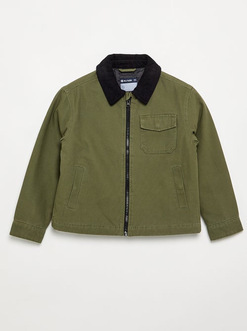 Kort blouson met contrasterende ribfluwelen kraag - Kiabi Kort blouson met contrasterende ribfluwelen kraag - Kiabi